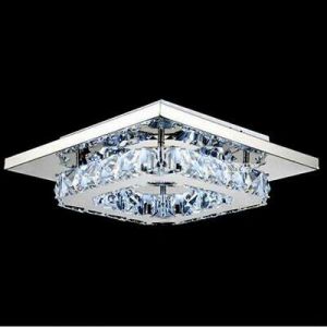   Modern Square Chrome Crystal LED Ceiling Light Lamp Fitting Pendant Chandelier