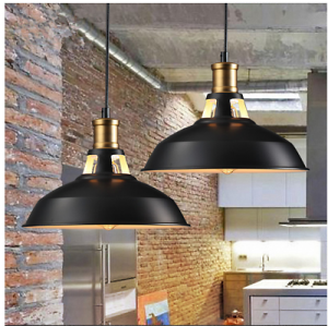    2 x Vintage Black Industrial Light Pendant Fixture Kitchen Dining Room Loft Iron