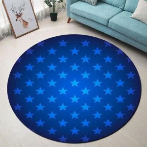 רקע כחול כוכבים מעצבים שטיחים בקומה עגולה שטיחי אזור שינה בחדר ילדים