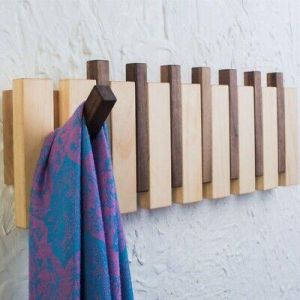 אביזרים לעיצוב הבית מתלים  קולב מעץ קולב מעץ עם ווים להחלפה על קיר מתלה בגדים