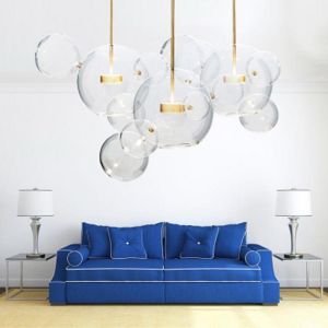 Modern Nordic Mickey Mouse glass chandelier Creative Clear Glass Bubble Lamp Warm/White Lighting for Children room Living room