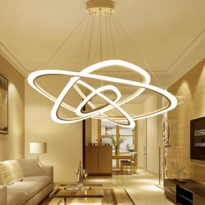 אביזרים לעיצוב הבית נברשות נברשות אקריליק טבעת LED לופט אמנות דקו גופי תאורה מודרניים 