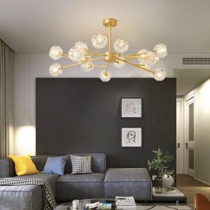 Postmodern Crystal Chandelier For Living Room ALL Copper Lustre Bedroom G7 bulb Lighting Simple modern Chandeliers Fixtures