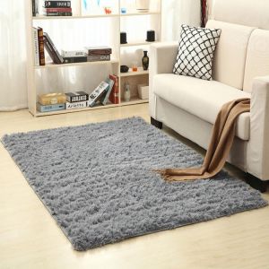 Living Room Bedroom Rug Antiskid Soft Floor-Mat Modern Carpet   Shaggy PlushGray Brown Khaki Mat