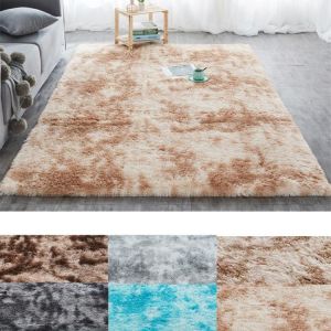 Shaggy Tie Dye Carpet Printed Alfombra Plush Floor Fluffy Mats Kids Room Faux Fur Area Rug Living Room Mats Silky Rugs