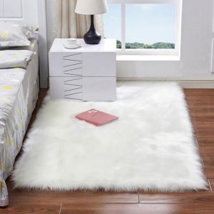 Luxury Faux Fur White Carpet Carpet For Bedroom Artificial Wool Soft Hairy Rugs Fit Living Room Couch Shaggy Area Floor Mats