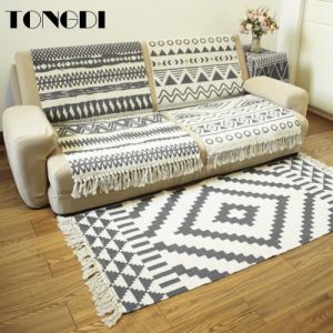 TONGDI Boho Carpet Geometric Lace Anti-skid Elegant Artistic Tassels Mat Soft Rug Luxury Decor For Sofa Home LivingRoom Bedroom