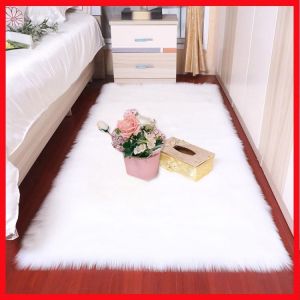 Sholisa Faux Fur Area Rug Fluffy Carpet Rectangle Square Shape 6cm Pile for  Living Room Bedroom Sea Set Home Deco