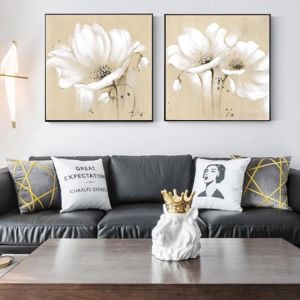 Large Flowers Canvas Art Wall Paintings Home Decor White Abstract Flowers Art Prints Modern Pictures for Living Room Cuadros