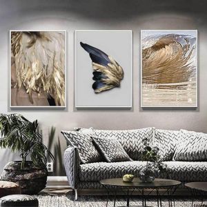 Modern Light Luxury Abstract Feather Sea Wave Ripple Canvas Painting Nordic Bedroom Decor Study Living Room Wall Art Pictures