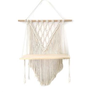 Macrame Wall Hanging Shelf Bohemian Style Handmade Home Kids Room Decoration Wall Shelf Tassel Tapestry-ABUX