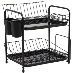 Promotion Dish Rack Set 2 Tier Kitchen Organizer Tools Plate Spoon Storage Frame Steel Drain Bowl Rack Kitchen Dish Shelf
