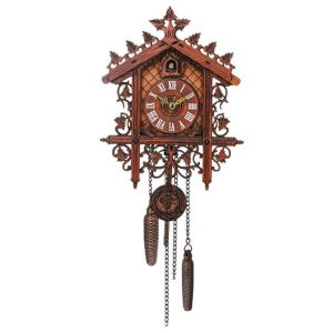 אביזרים לעיצוב הבית שעוני קיר Vintage Wood Cuckoo Wall Clock Hanging Handcraft Clock For Home Restaurant Decoration Art Vintage Swing Living Room