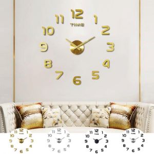 DIY 12v Digital Large Wall Clock Home Decoration Mirror Wall Clock Sticker Vinyl Modern Design Clock on The Wall for Living Room