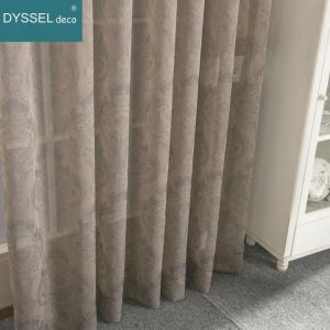 Retro Deco Home geometric Jacquard Floral American Style sheer Window Curtains pencil pleat Grommet top for living bedroom