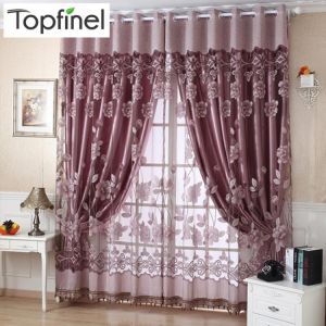 Top Finel luxury jacquard shade tulle for window sheer curtains for living room bedroom kitchen blinds windows treatments fabric