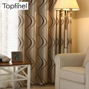 Topfinel Thick Luxury Wavy Striped Kitchen Curtains for Living Room Bedroom Curtains Decoration Modern Blackout Curtains
