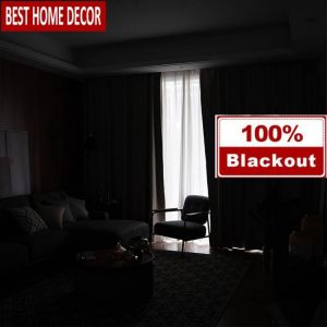 Linen 100% Blackout Curtains For Living Room Bedroom Window Treatment Curtains for Kitchen Custom Made Blinds Finished Drapes