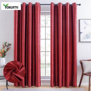 YokiSTG Solid Color Red Blackout Curtains for Living Room Bedroom Kitchen Window Treatment Blinds Finished Drapes Home Decor