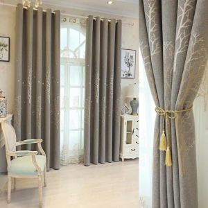 Tree Jacquard Curtain Modern Cotton Linen Tree Curtains for Bedroom Living Room  blackout curtains