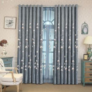 Custom Shading Chenille Villa Curtains for Living Room Bedroom Modern Minimalist Hipster Pastoral Embroidered Curtains