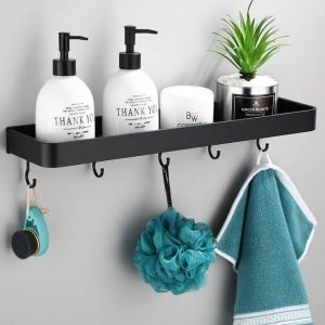 מדף אמבטיה שחור אלומיניום מדף מקלחת שמפו קיר רכוב מחזיק מדפי אחסון מגבת בר אביזרי אמבטיה