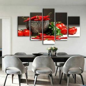 אביזרים לעיצוב הבית תמונות פלפל אדום ועגבנייה 5 יחידות הדפסת קיר בד פוסטר תמונה לעיצוב בית