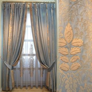 luxury Splicing Chenille beautiful American Luxurious French Curtains for Living Room Bedroom Neo-Classical Velvet Curtains
