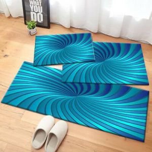 שטיח יצירתי מופשט כחול דפוס מערבולת 