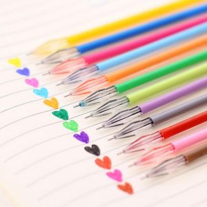 12 colors/lot Cute Color Diamond Head Gel Pen Refills 0.38mm Creative Stationery Supplies for Kids Students Writing Gift School