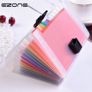 EZONE Rainbow Color A6 Document Bag Cute Mini Bill Receipt File Bag 13 Grids Pouch Folder Organizer File Holder Office Supply