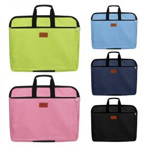 A4 Document Bag Big Capacity Double Layers Book File Folder Holder with Handle Zipper Waterproof Canvas Handbag for Business