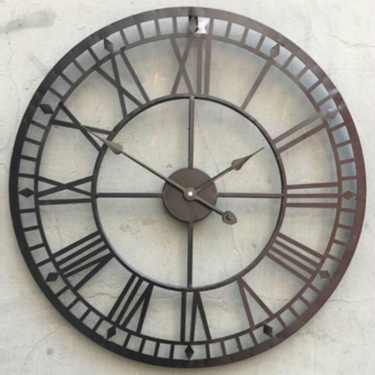 אביזרים לעיצוב הבית שעוני קיר Round wall clock European-style Roman clock decorative clock living room large vintage wall clocks diameter 40cm Black
