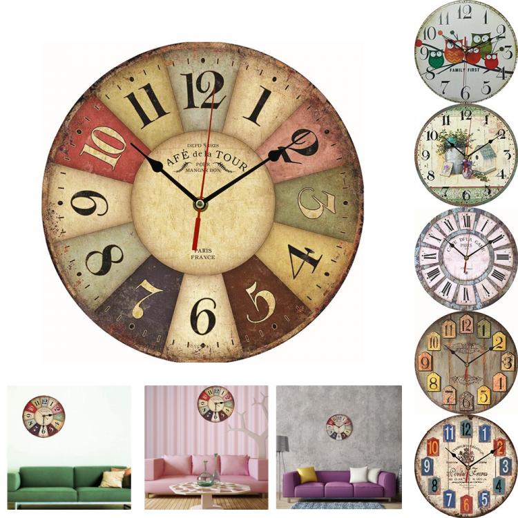 אביזרים לעיצוב הבית שעוני קיר Vintage Romantic European Retro Wall Clock Classic Acrylic Wall Clocks Retro Gear Hanging Clock 30*30*2.8cm Home Decor