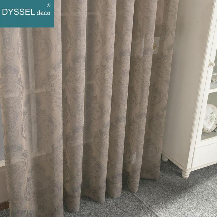 אביזרים לעיצוב הבית וילונות Retro Deco Home geometric Jacquard Floral American Style sheer Window Curtains pencil pleat Grommet top for living bedroom